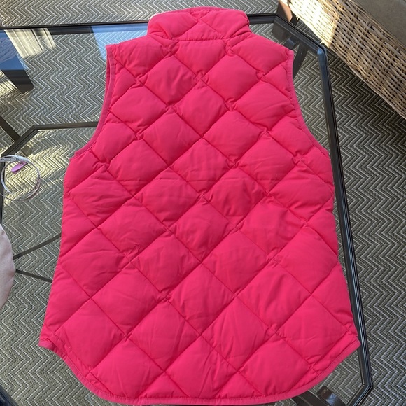 J Crew EUC Pink quilted Down Vest XS Double Zip Stand-up Collar - Picture 2 of 14